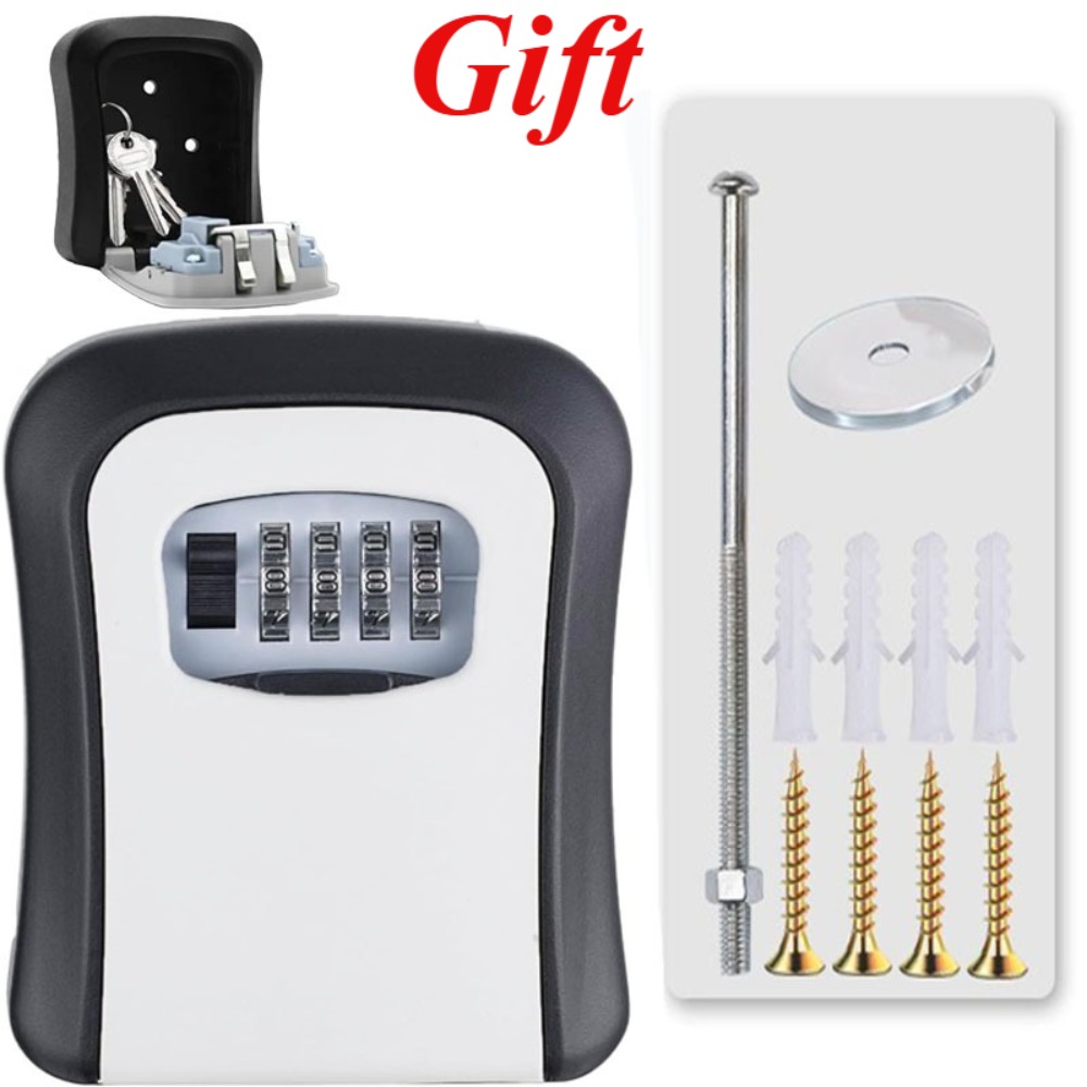 Lockbox Key Secure - 防水壁掛けキーセーフ、リセット可能な4桁ダイヤル式、頑丈なキーキャビネット、屋外用セキュリティキーボックス