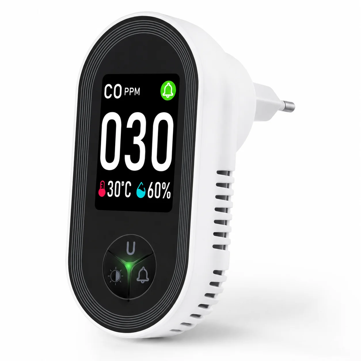 Co Detector Plug - FABISENSE 24D 炭素一酸化ガス検知器 壁掛け型、CO検知器 温度・湿度センサー インジケーター付き