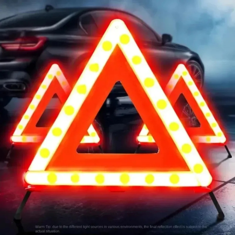 Emergency Exit Sign - 車の三角形赤色反射三脚折りたたみフレーム交通安全危険停止標識カーアクセサリー自動車緊急故障用