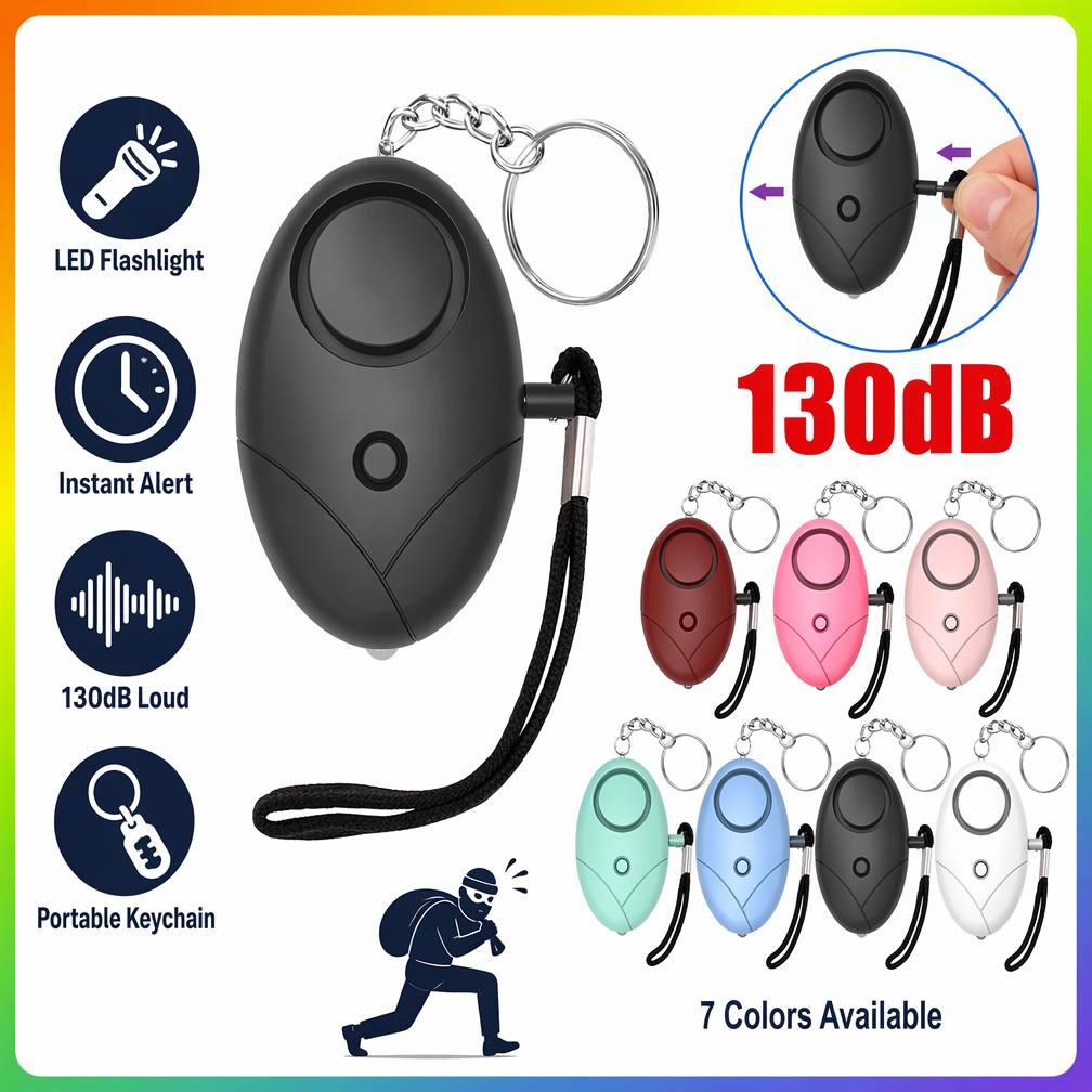 Personal Alarm Keychain - 130db 個人安全警報キーホルダー抗狼自衛大声叫び緊急警報少女子供女性セキュリティ保護用