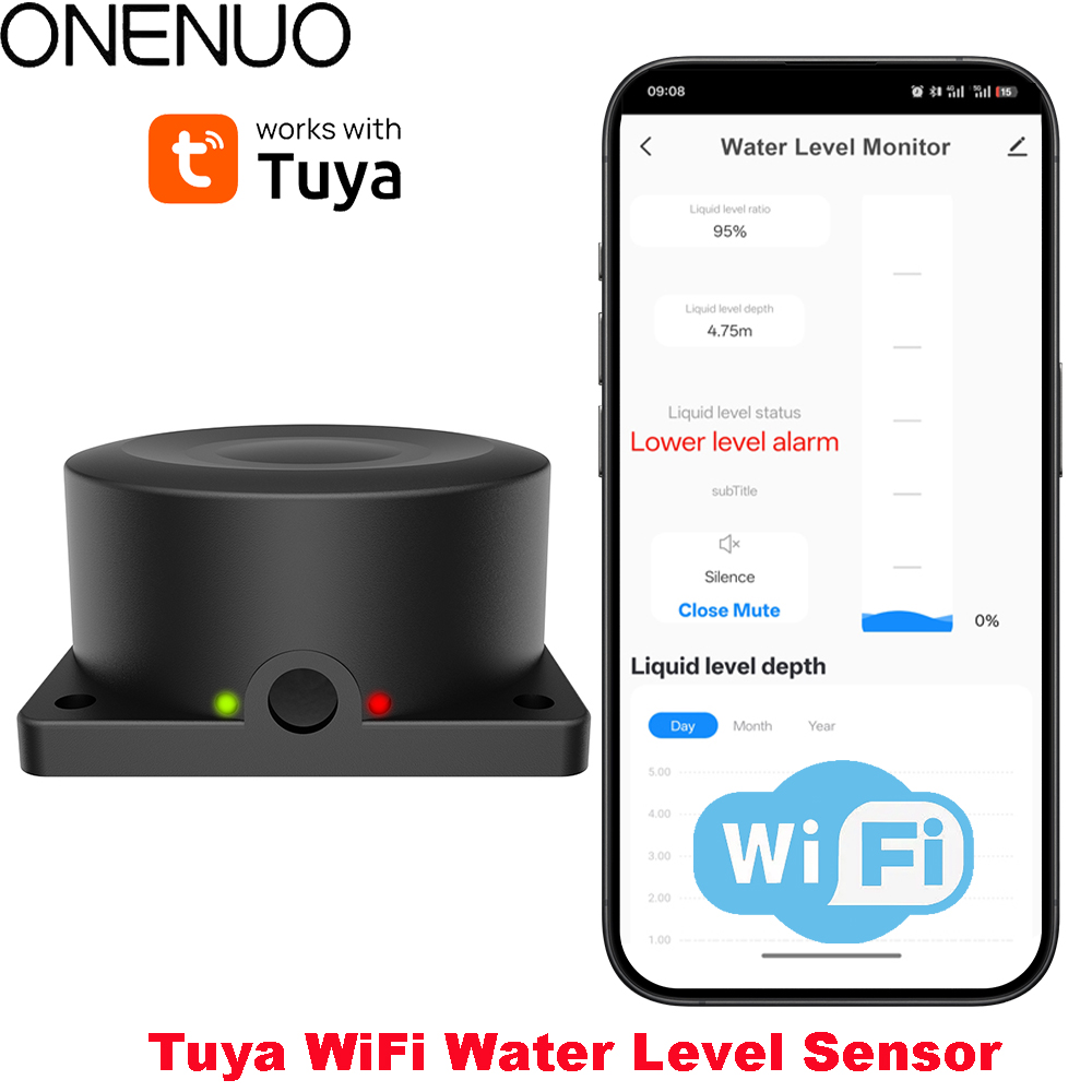 Water Alarm Sensor - ONENUO 液体レベルセンサー油水検出器ワイヤレスタンクレベルモニター Wifi Tuya モバイル防水 IP67