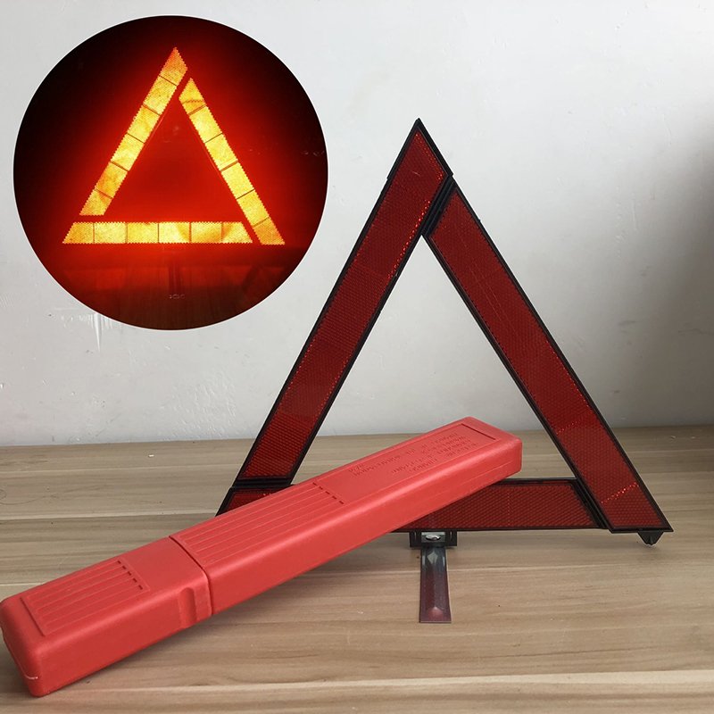 Emergency Exit Sign - 車用三脚折りたたみ式停止標識反射板 車の緊急故障警告ツール 三角形赤色反射安全危険警告ツール 車用アクセサリー