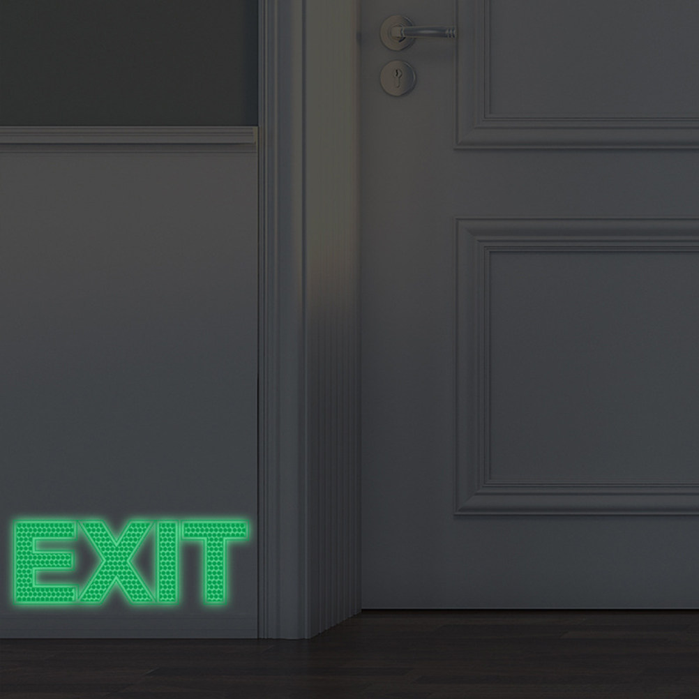 Emergency Exit Sign - 暗闇で光る非常口ウォールステッカー、発光安全標識デカール（緊急出口、オフィス、学校、バー、ホテル、スーパーマーケット、家庭用）