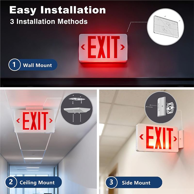ABKQ-UL認定LED非常灯（バッテリーバックアップ付き） - Emergency Exit Sign のレビューと価格