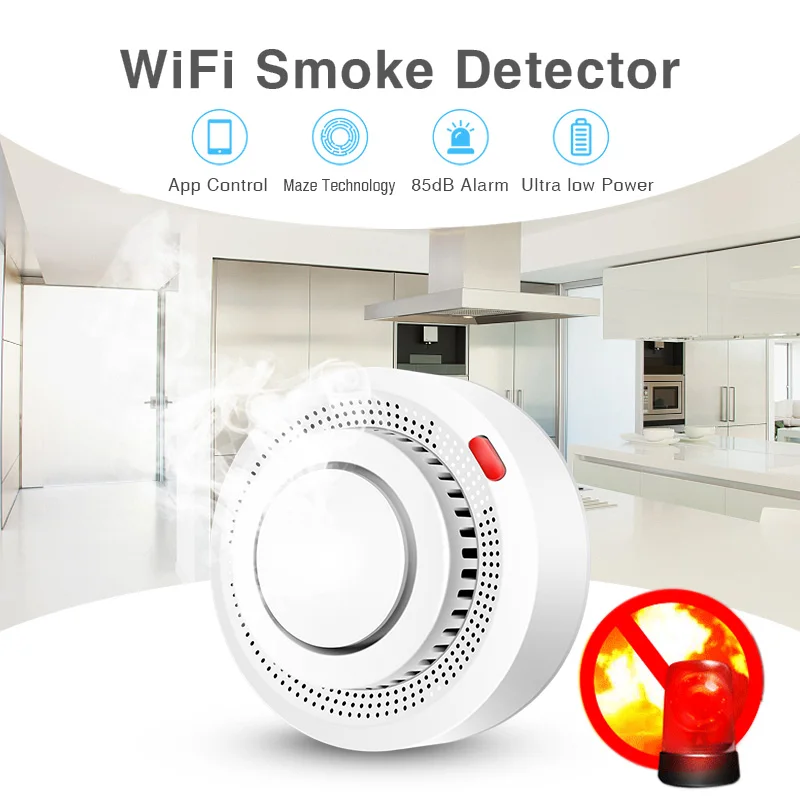 Tuya スマート WiFi 煙センサー防火煙探知機 85d - Smoke Detector Interconnected のレビューと価格