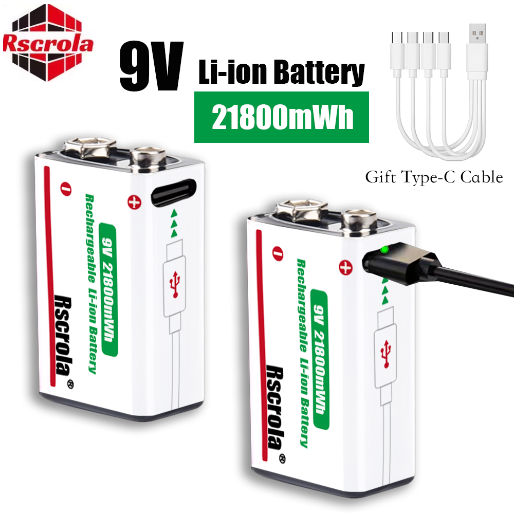 Type-C 充電式 9V リチウムイオン電池 21800m - Smoke Detector Interconnected のレビューと価格