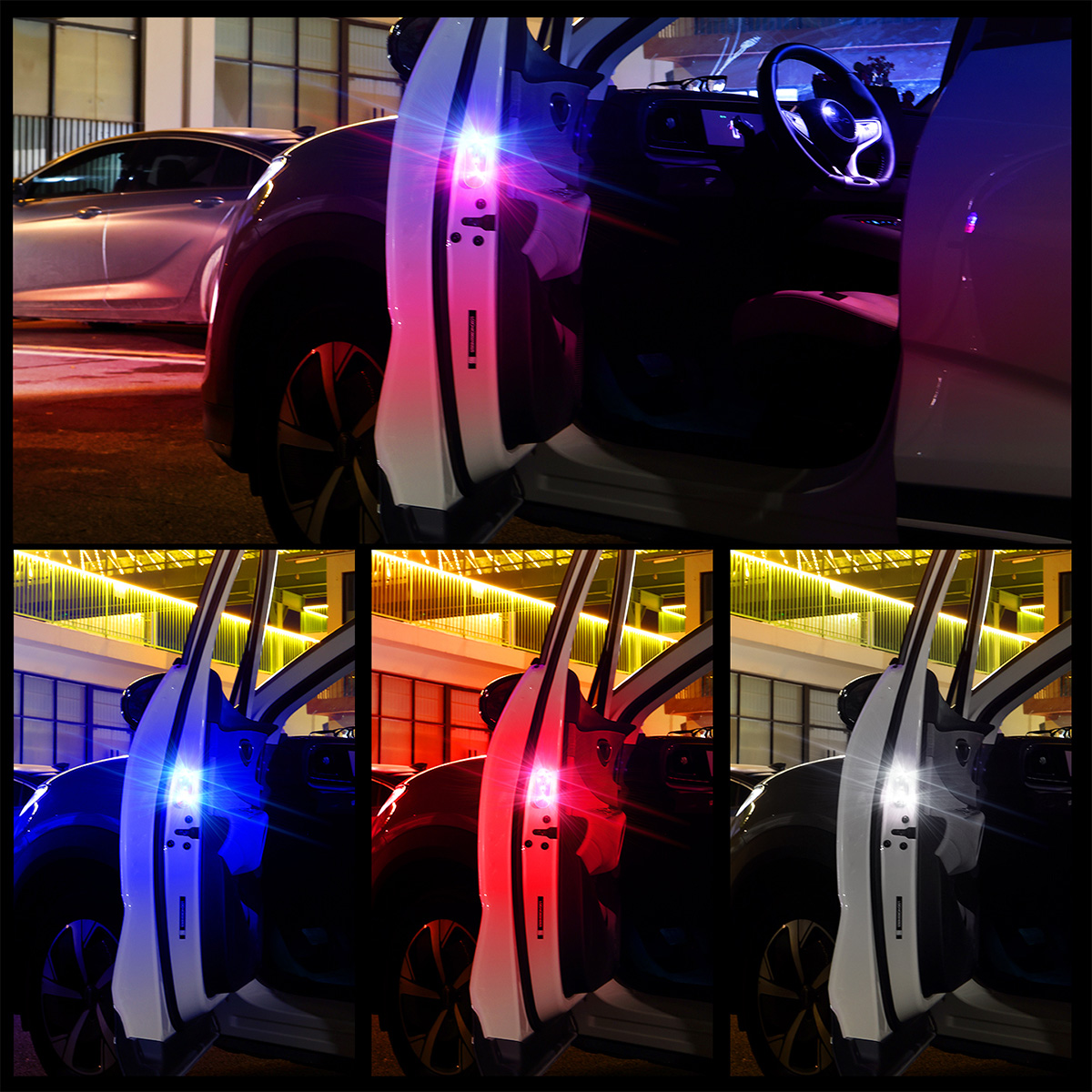 1/2個入り 車用ドアLEDストロボ警告灯 USB磁気式ウェ - Emergency Exit Sign のレビューと価格