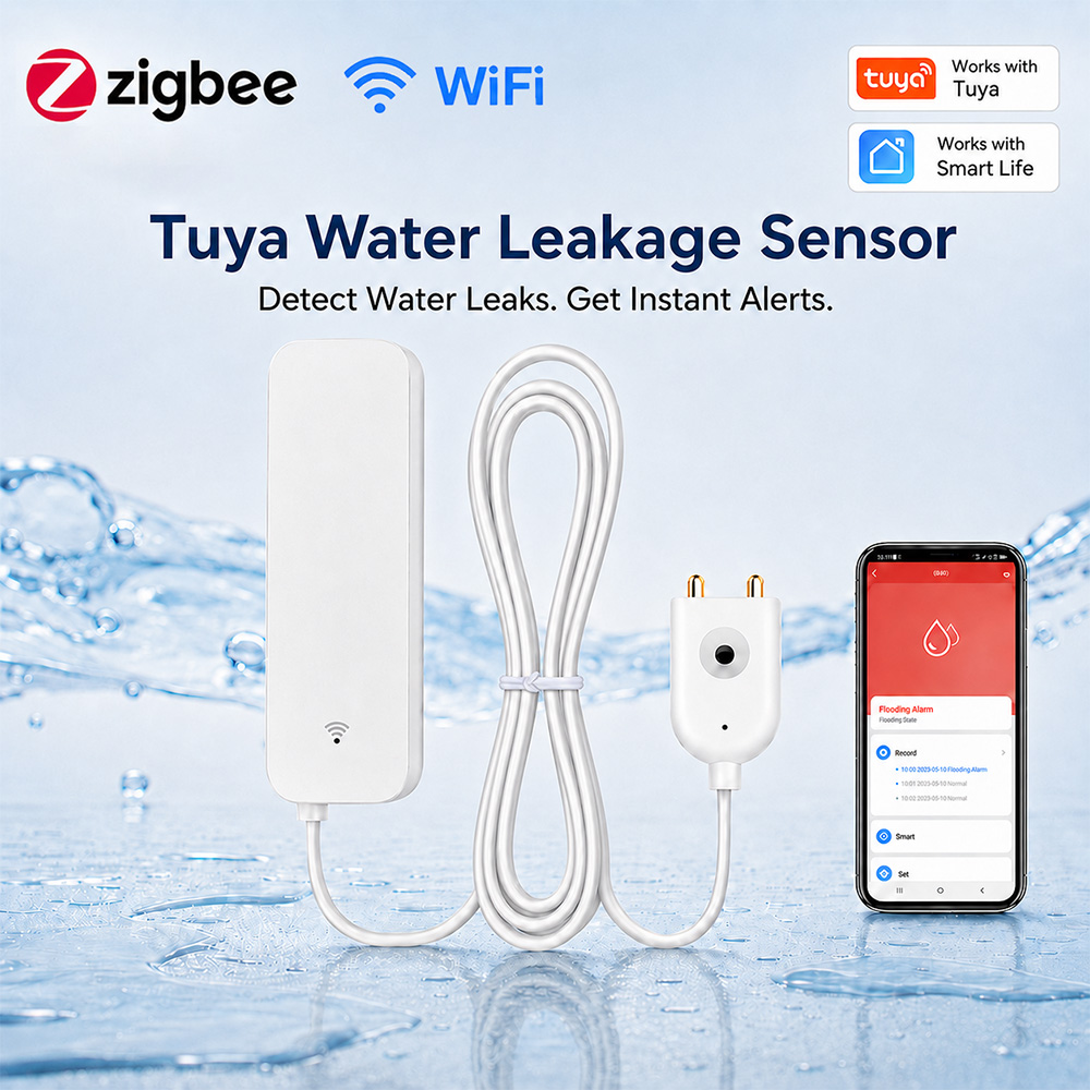 ZigBee WiFi 水漏れセンサー 洪水漏水警報器 Tu - Water Alarm Sensor のレビューと価格