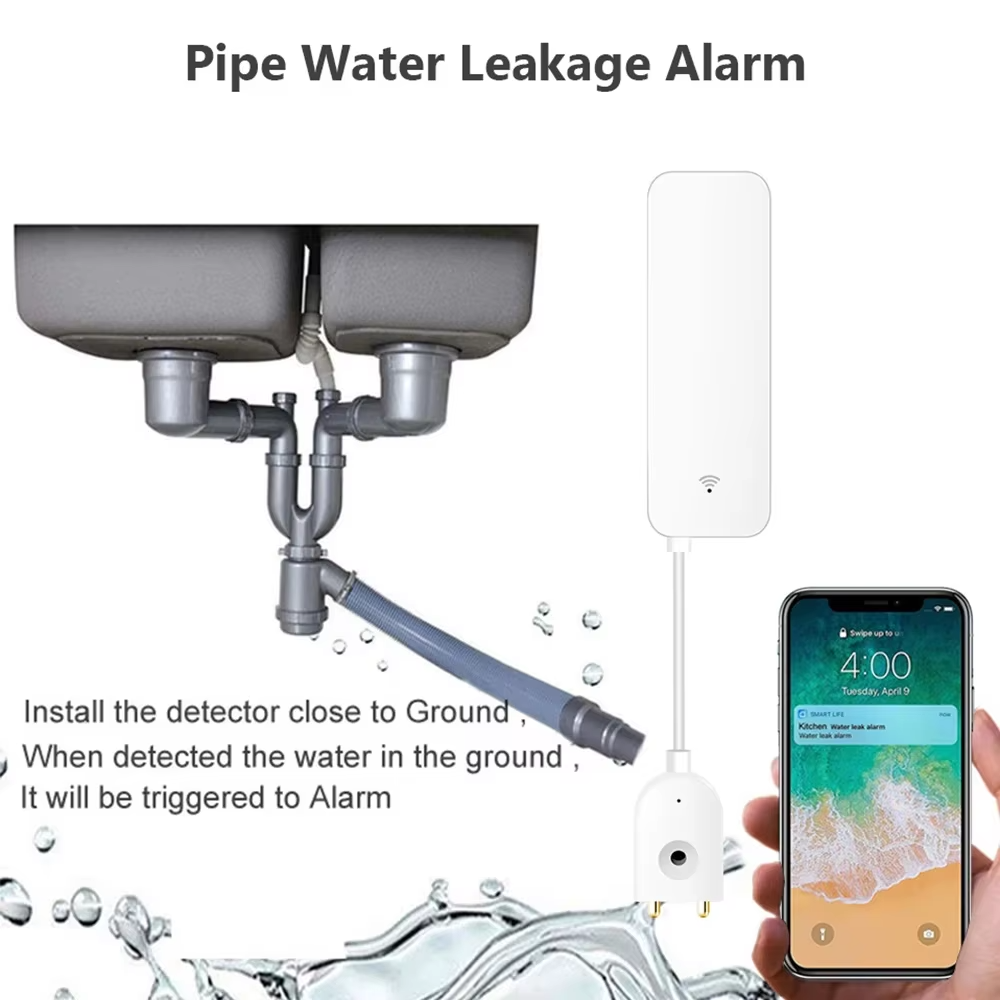 ZigBee WiFi 水漏れセンサー 洪水漏水警報器 Tu - Water Alarm Sensor のレビューと価格