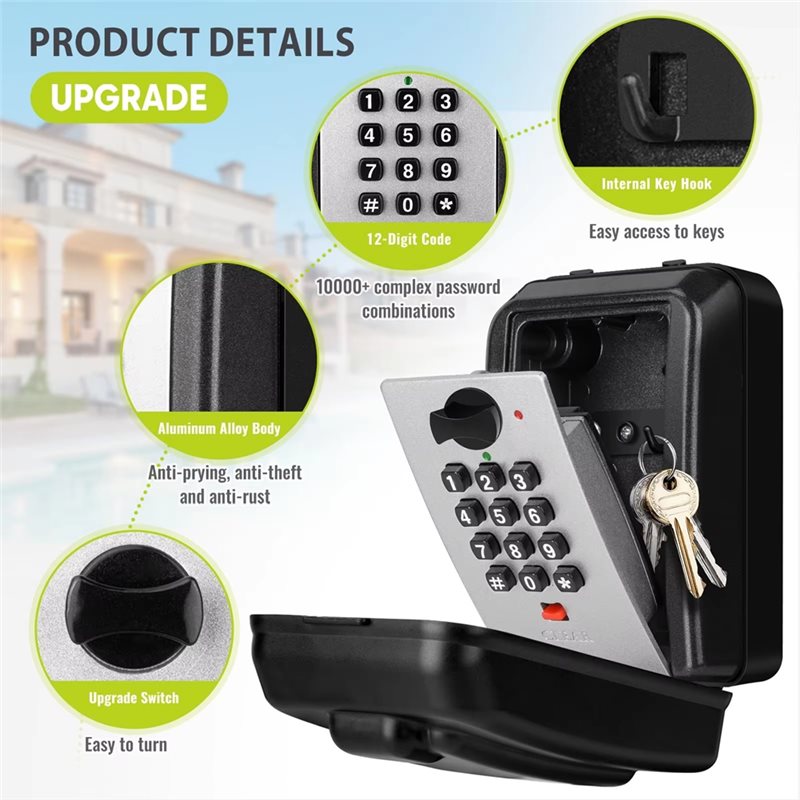 DIGIT-防水ロックボックス、暗証番号付き大型セキュリティ - Lockbox Key Secure のレビューと価格