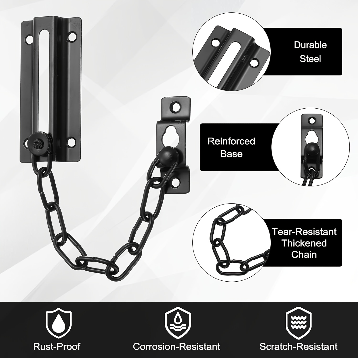 2パック ドアチェーンロック ブラック、室内ドア用セキュリテ - Security Chain Door のレビューと価格